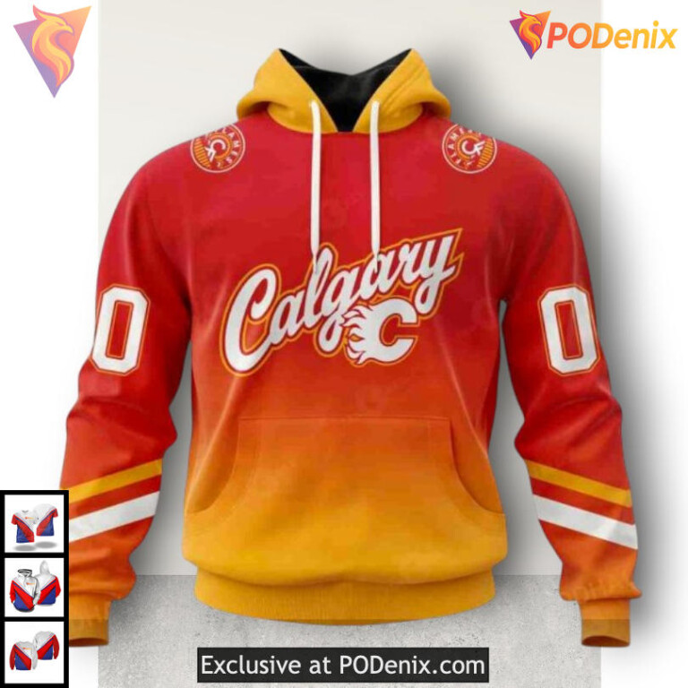 Retro Gradient Edition Calgary Flames 3D Hoodie Vintage Fan Apparel