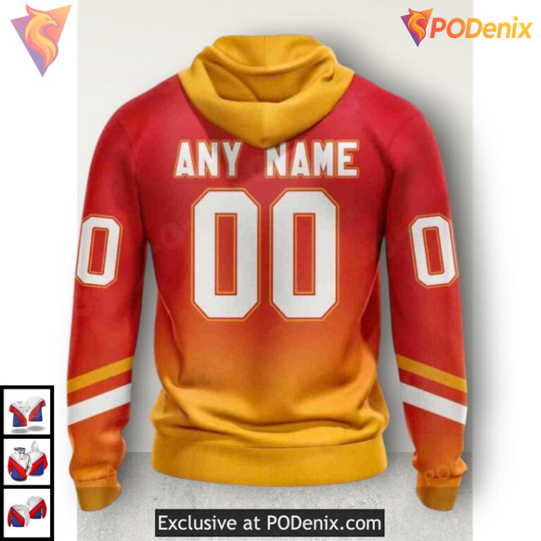 Retro Gradient Edition Calgary Flames 3D Hoodie Vintage Fan Apparel - 2