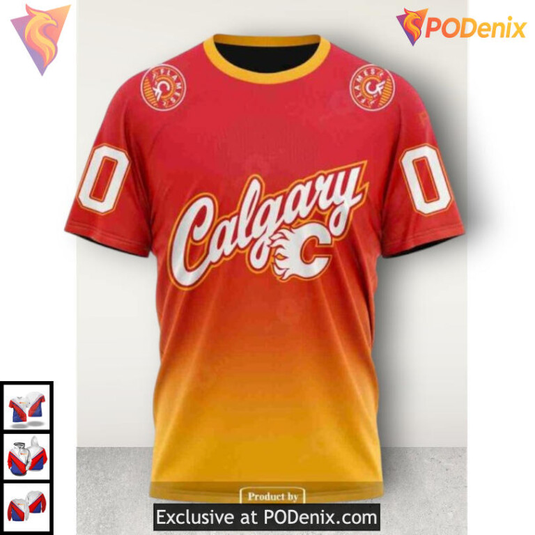 Retro Gradient Edition Calgary Flames 3D Hoodie Vintage Fan Apparel - 3
