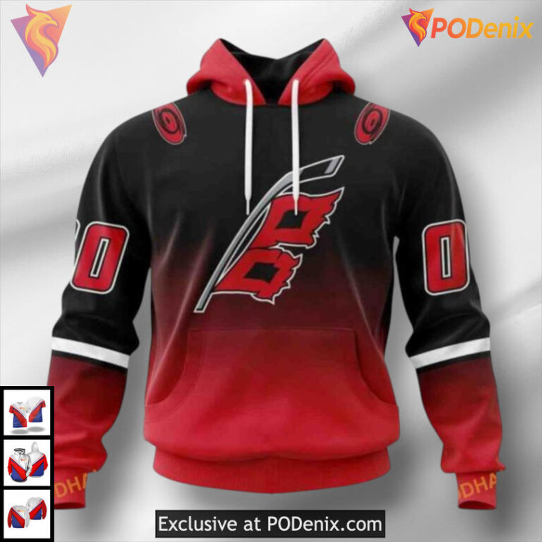 Retro Gradient Inspired Artwork Carolina Hurricanes Full Print Hoodie Sweatshirt 3D