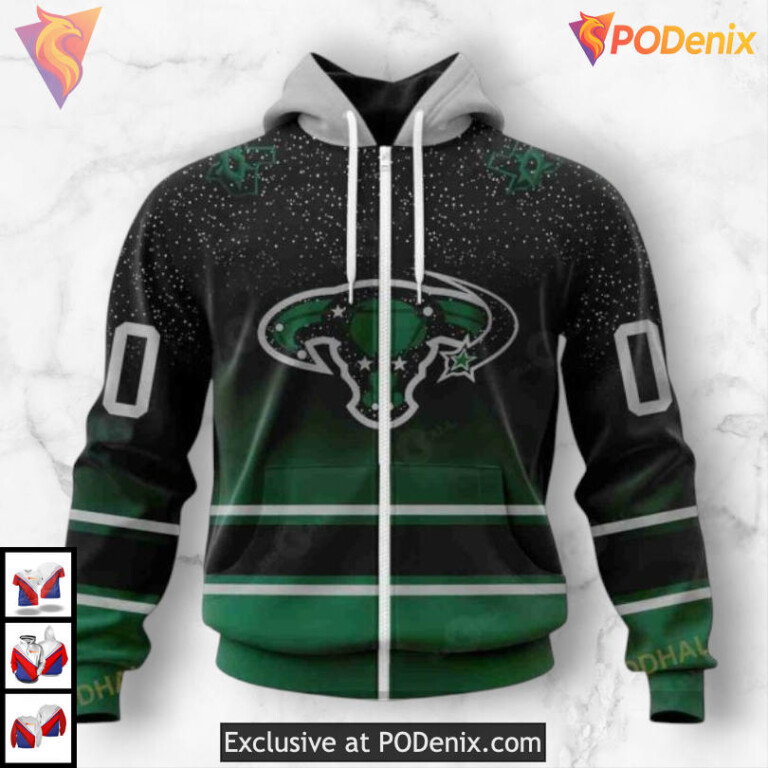 Retro Gradient Inspired Artwork Dallas Stars Winter Hoodie Custom 3D - 1