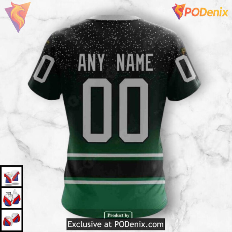 Retro Gradient Inspired Artwork Dallas Stars Winter Hoodie Custom 3D - 4