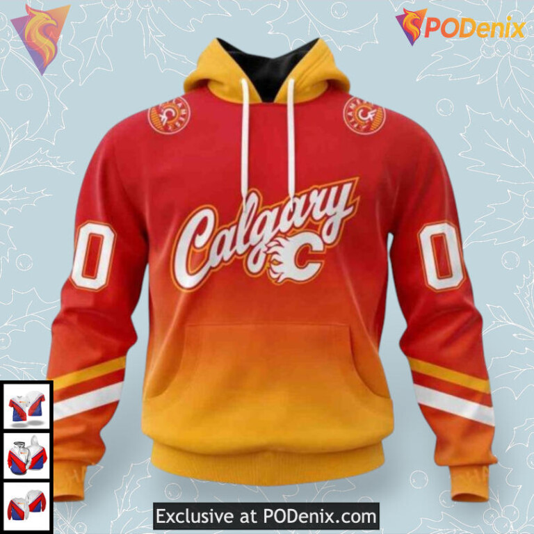 Retro Gradient Personalized Calgary Flames Kids Hoodie 3D Sweatshirt