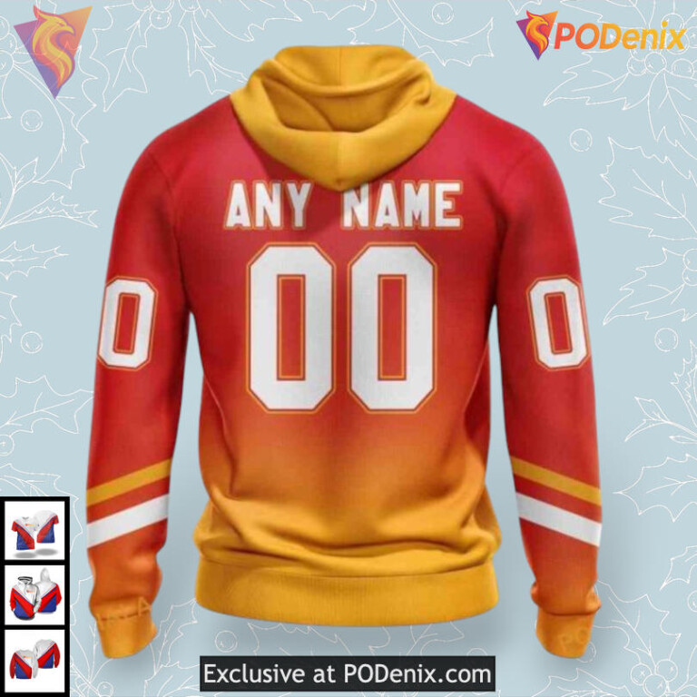 Retro Gradient Personalized Calgary Flames Kids Hoodie 3D Sweatshirt - 1