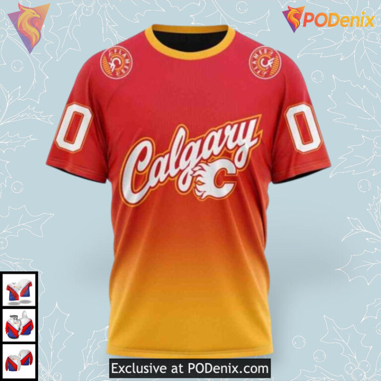 Retro Gradient Personalized Calgary Flames Kids Hoodie 3D Sweatshirt - 2