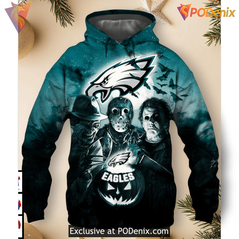 Retro Horror Night Tribute Philadelphia Eagles Hoodies For Men 3D Halloween Gift Retro Horror Night Tribute Philadelphia Eagles Hoodies For Men 3D Halloween Gift