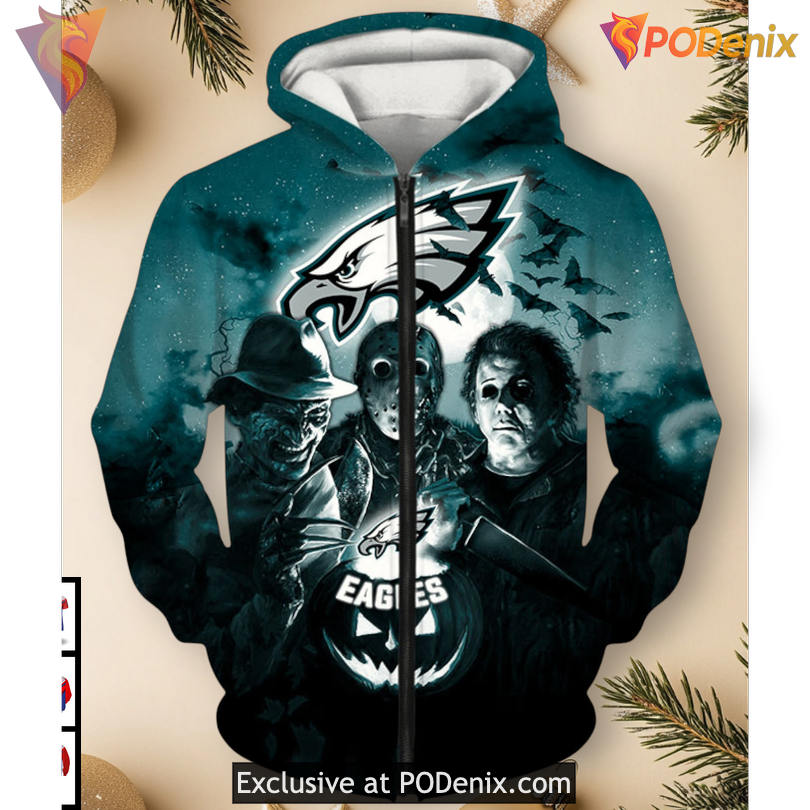Retro Horror Night Tribute Philadelphia Eagles Hoodies For Men 3D Halloween Gift Retro Horror Night Tribute Philadelphia Eagles Hoodies For Men 3D Halloween Gift