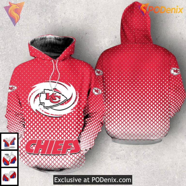 Retro Polka Dot Design Vintage Kansas City Chiefs Hoodie, Custom 3D Edition