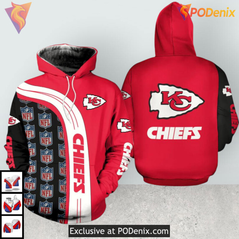 Retro Striped Kansas City Chiefs Hoodie 3D, Classic NFL Heritage Fan Apparel