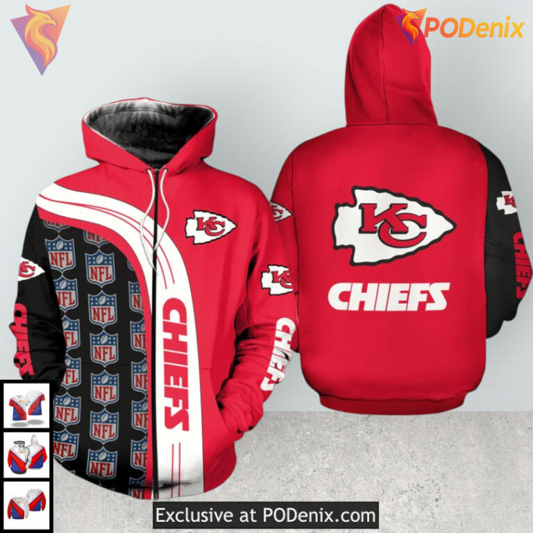 Retro Striped Kansas City Chiefs Hoodie 3D, Classic NFL Heritage Fan Apparel - 1
