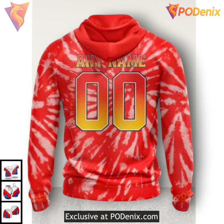 Retro Tie Dye Concept Calgary Flames Hoodie 3D NHL Inspired Sweatshirt - 2
