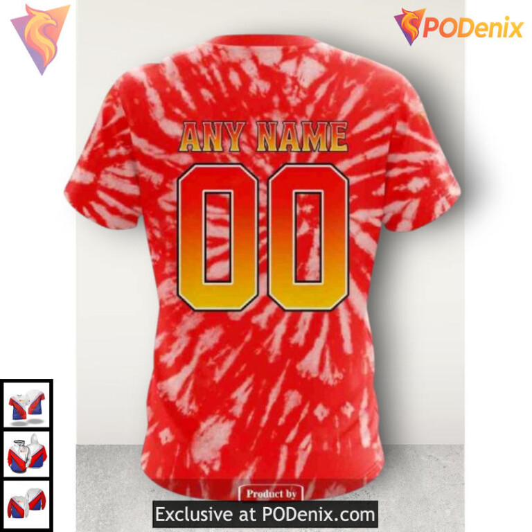 Retro Tie Dye Concept Calgary Flames Hoodie 3D NHL Inspired Sweatshirt - 4
