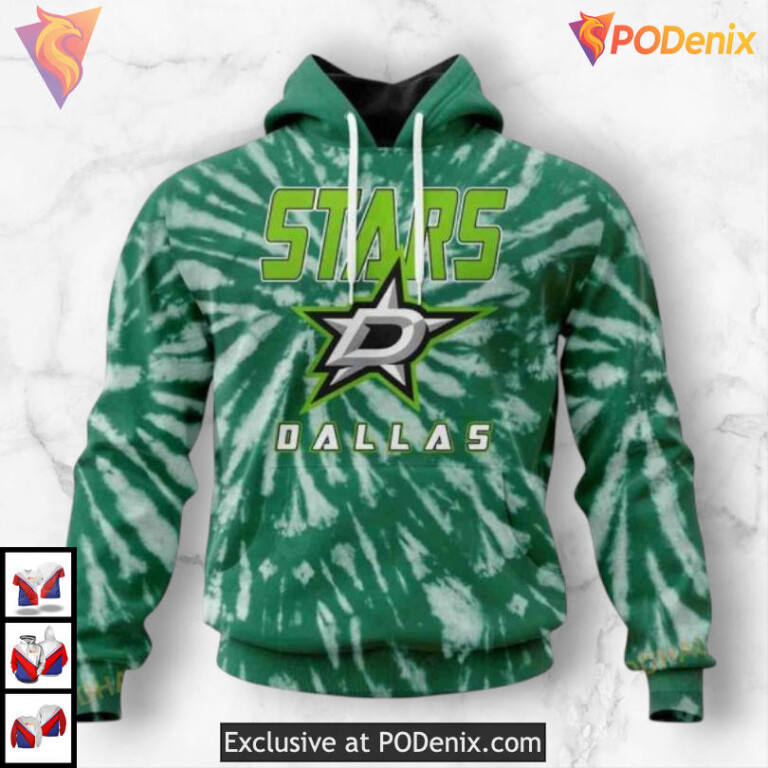 Retro Tie Dye Throwback Dallas Stars Mens Hoodie Custom Sweatshirt