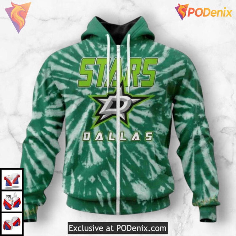 Retro Tie Dye Throwback Dallas Stars Mens Hoodie Custom Sweatshirt - 1