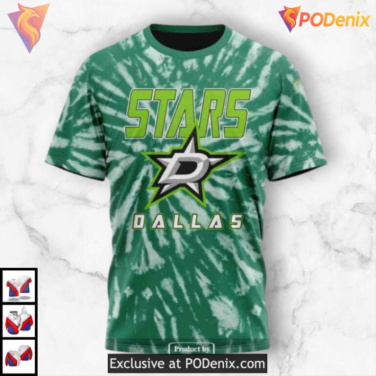 Retro Tie Dye Throwback Dallas Stars Mens Hoodie Custom Sweatshirt - 3