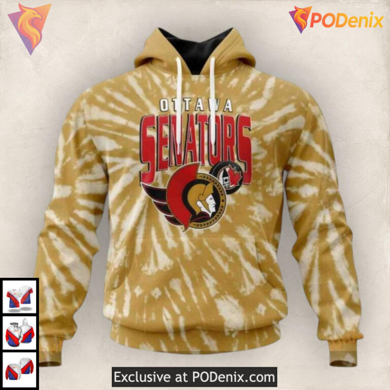 Retro Tie-Dye Vintage Edition NHL Ottawa Senators Graphic Hoodie 3D