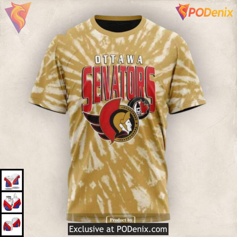 Retro Tie-Dye Vintage Edition NHL Ottawa Senators Graphic Hoodie 3D - 2