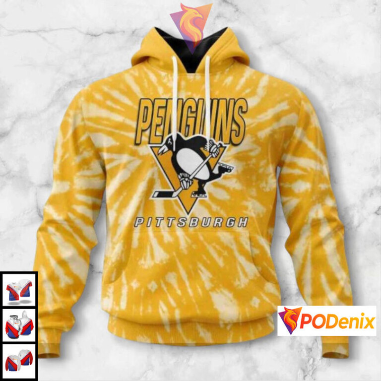 Retro Vintage Tie Dye Design Custom Pittsburgh Penguins Graphic Hoodie NHL 3D