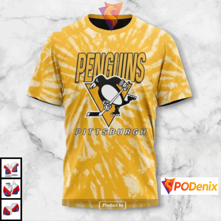 Retro Vintage Tie Dye Design Custom Pittsburgh Penguins Graphic Hoodie NHL 3D - 2