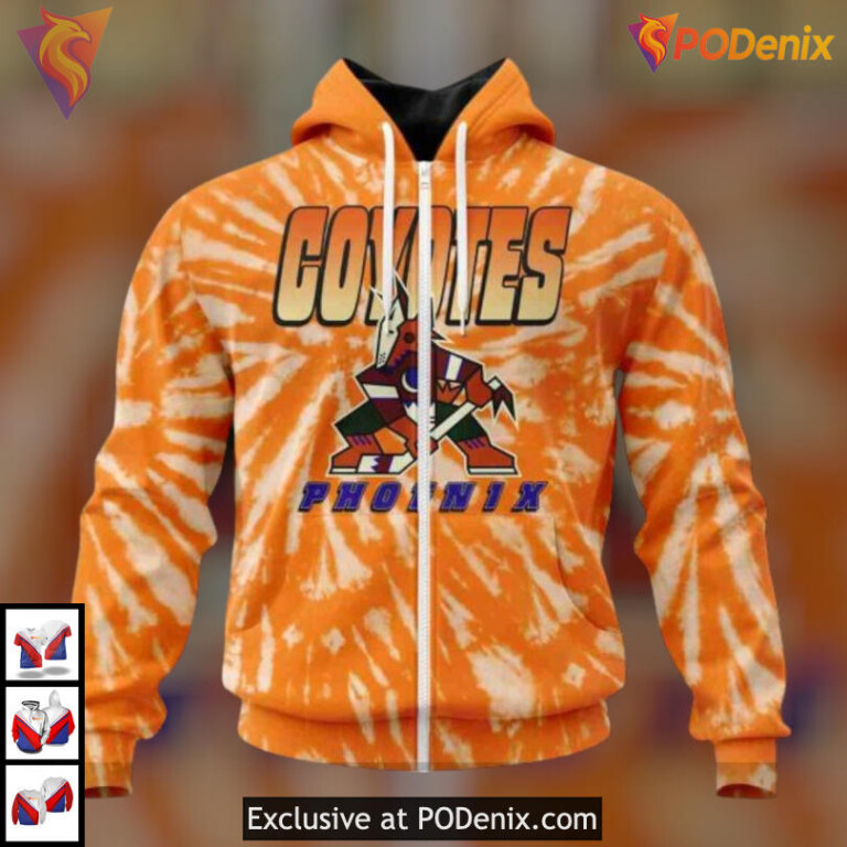 Retro Vintage Tie Dye Edition Arizona Coyotes Winter Hoodie Custom Apparel - 1