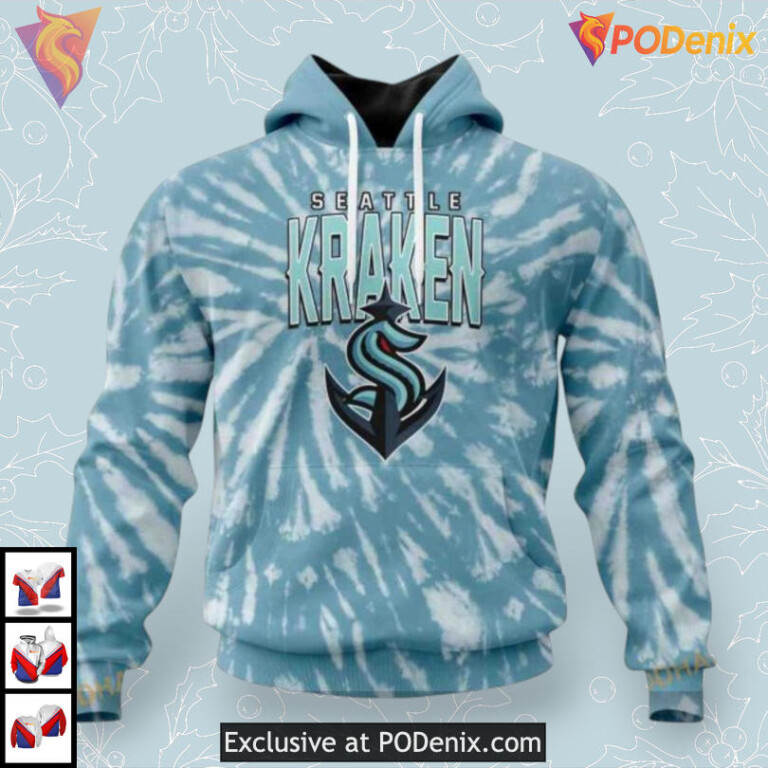 Retro Vintage Tie Dye Pattern Custom NHL Seattle Kraken Holiday Hoodie 3D