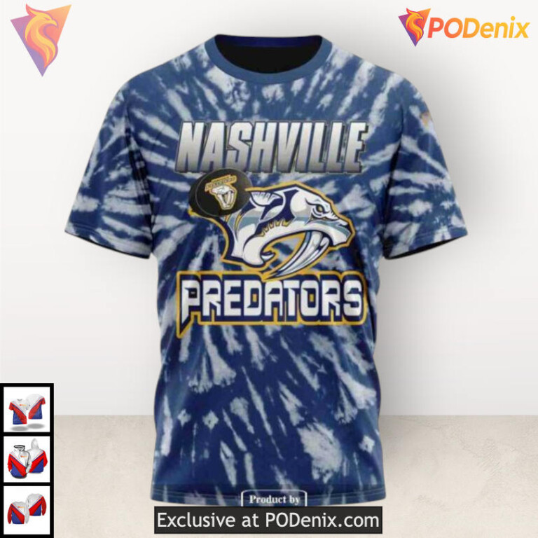 Retro Vintage Tie Dye Style Nashville Predators Hoodie Custom 3D Edition - 3