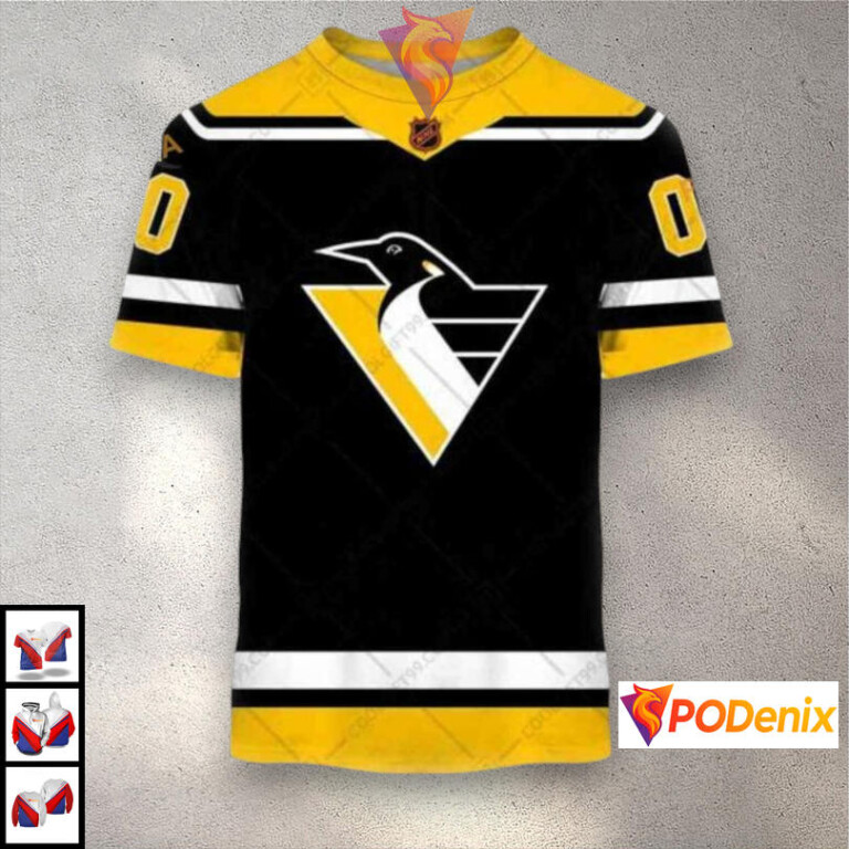 Reverse Retro 22–23 Edition NHL Pittsburgh Penguins Zip Up Hoodie 3D - 1