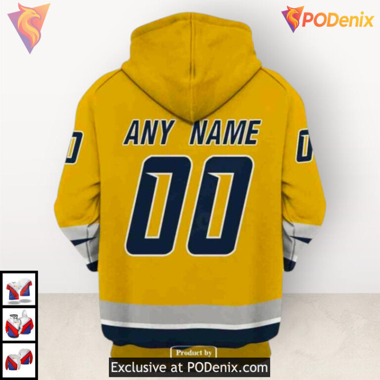Reverse Retro Name Number Custom Nashville Predators Sweatshirt Hoodie 3D - 2