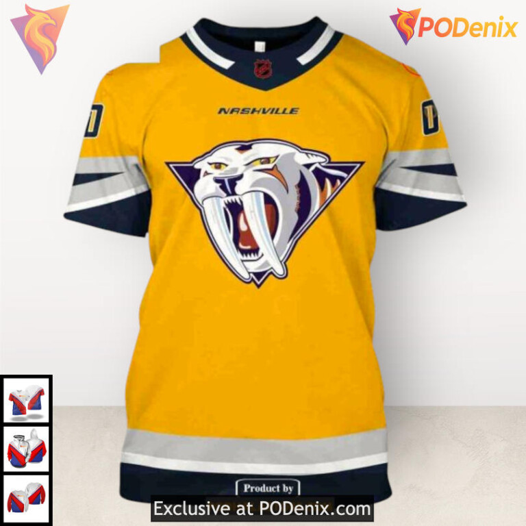 Reverse Retro Name Number Custom Nashville Predators Sweatshirt Hoodie 3D - 3