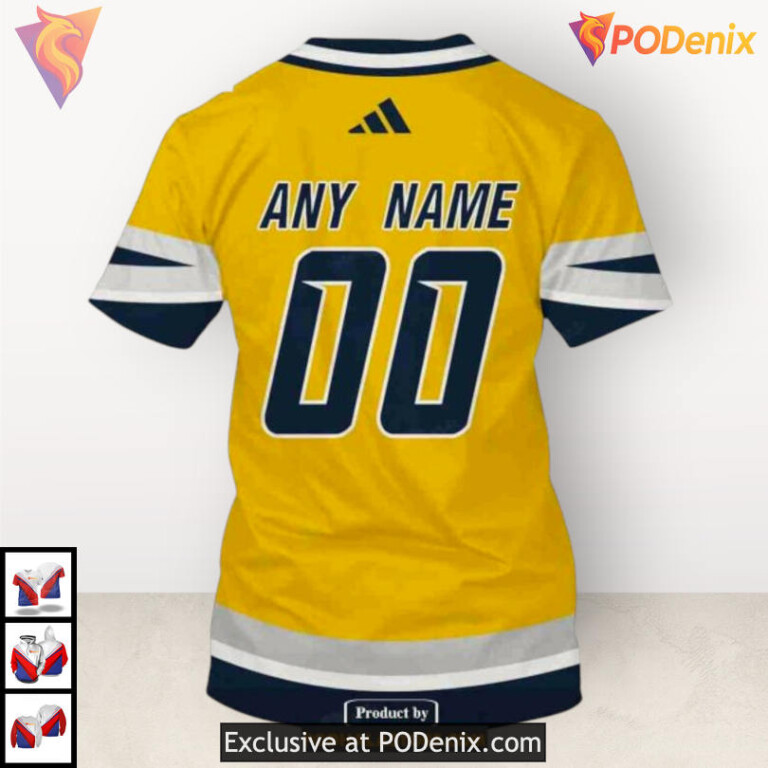 Reverse Retro Name Number Custom Nashville Predators Sweatshirt Hoodie 3D - 4