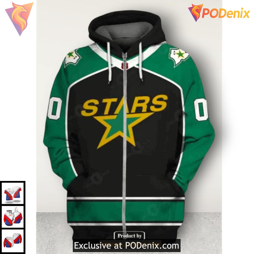 Reverse Retro Name Number Edition Dallas Stars Zip Up Hoodie 3D Shirt Reverse Retro Name Number Edition Dallas Stars Zip Up Hoodie 3D Shirt