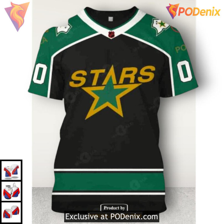 Reverse Retro Name Number Edition Dallas Stars Zip Up Hoodie 3D Shirt - 3