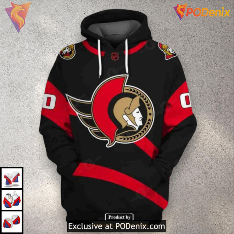 Reverse Retro Name Number Edition NHL Ottawa Senators Holiday Hoodie 3D - 1