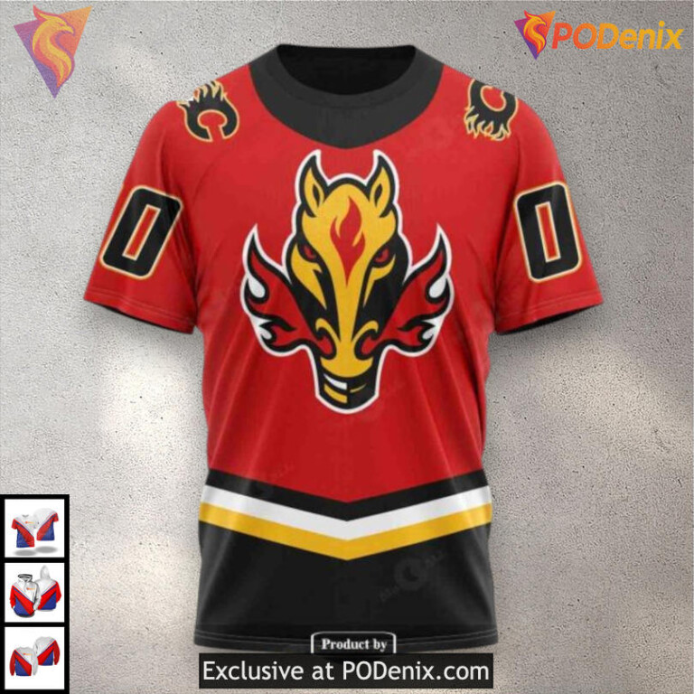 Reverse Retro Redesign Calgary Flames Personalized 3D Hoodie NHL Concept - 1