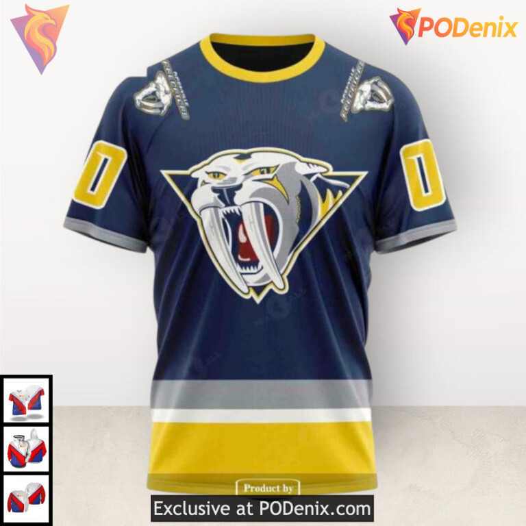 Reverse Retro Redesign Style Nashville Predators Graphic Hoodie Custom 3D - 2
