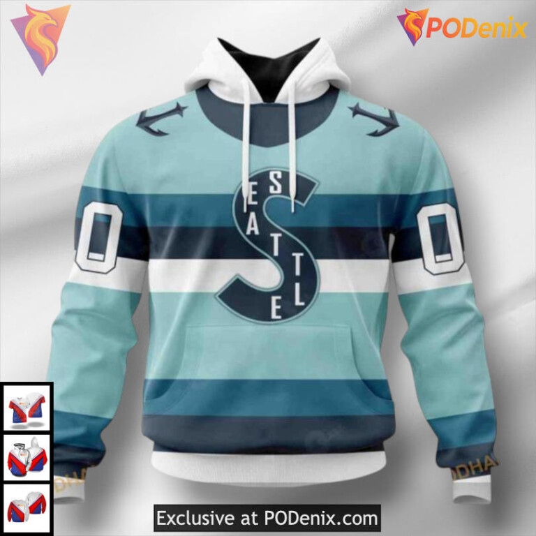 Reverse Retro Redesign Tribute Concept Seattle Kraken Hoodie 3D NHL 2025