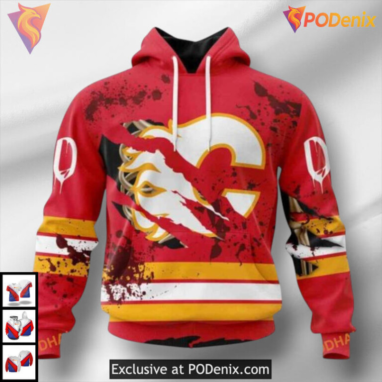 Ribs Bone Halloween Design Calgary Flames All Over Print Hoodie 3D