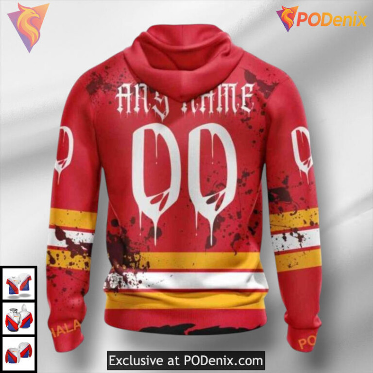 Ribs Bone Halloween Design Calgary Flames All Over Print Hoodie 3D - 1