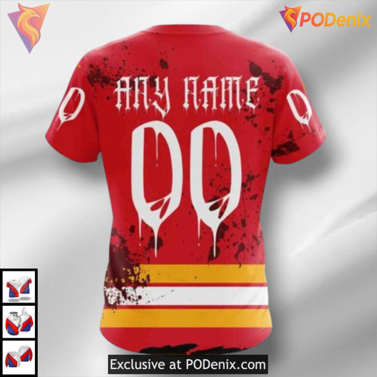 Ribs Bone Halloween Design Calgary Flames All Over Print Hoodie 3D - 3