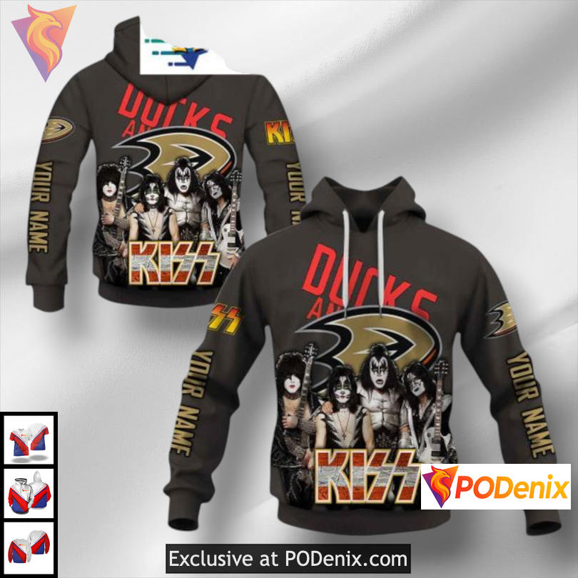 Rock Band Collaboration Anaheim Ducks 3D All Over Print Hoodie KISS Edition