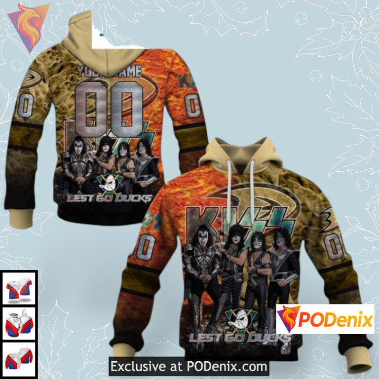 Rock Band Collaboration Anaheim Ducks Hoodie With Hockey Logo KISS Design