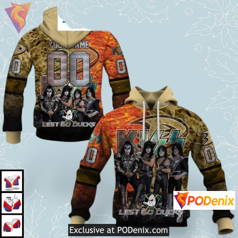Rock Band Collaboration Anaheim Ducks Hoodie With Hockey Logo KISS Design