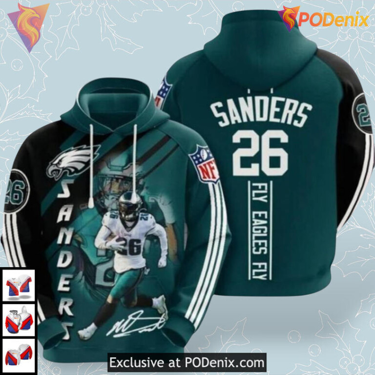 Sanders 26 Autograph Edition Philadelphia Eagles Vintage Hoodie Fly Eagles Fly Apparel