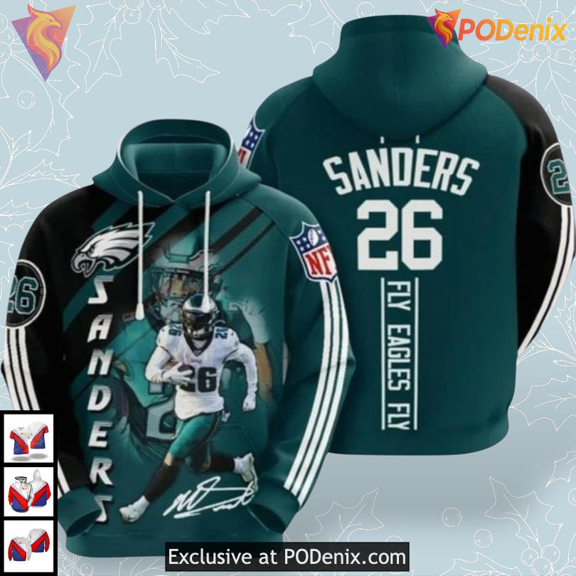 Sanders 26 Autograph Edition Philadelphia Eagles Vintage Hoodie Fly Eagles Fly Apparel Sanders 26 Autograph Edition Philadelphia Eagles Vintage Hoodie Fly Eagles Fly Apparel