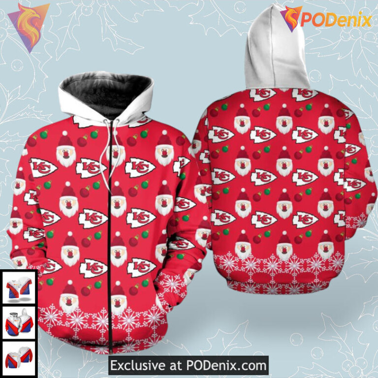 Santa Claus Edition Kansas City Chiefs Hoodie For Men Custom 3D Holiday Wear - 1