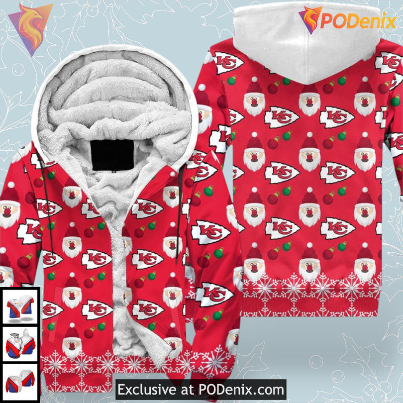 Santa Claus Edition Kansas City Chiefs Hoodie For Men Custom 3D Holiday Wear Santa Claus Edition Kansas City Chiefs Hoodie For Men Custom 3D Holiday Wear