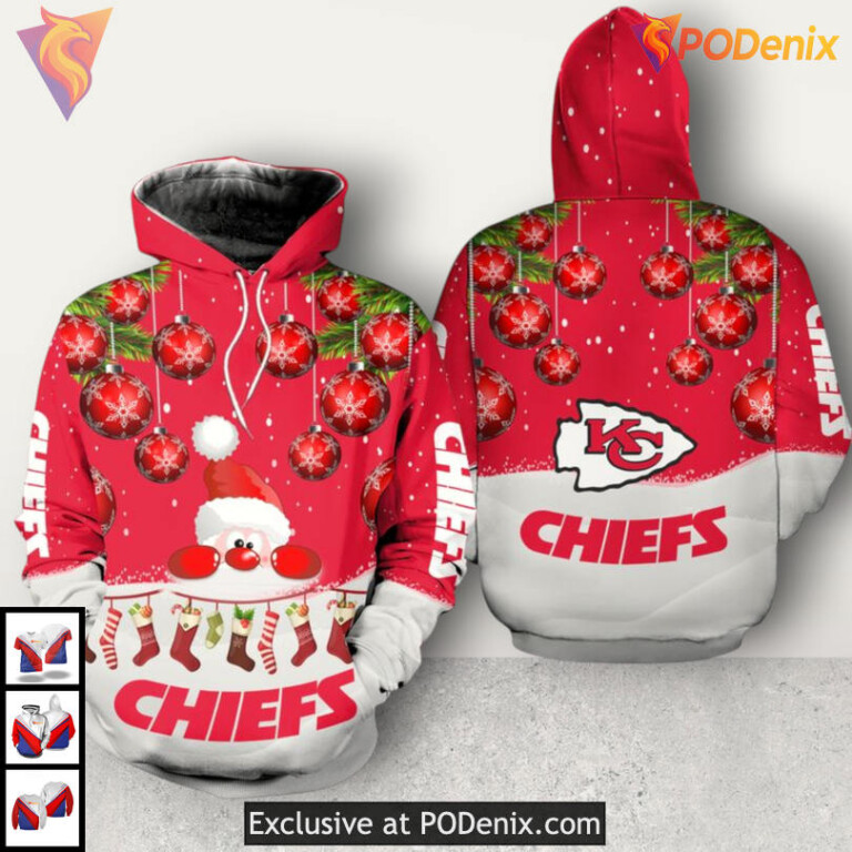 Santa Graphic Kansas City Chiefs 3D Hoodie Limited Edition Holiday Gift