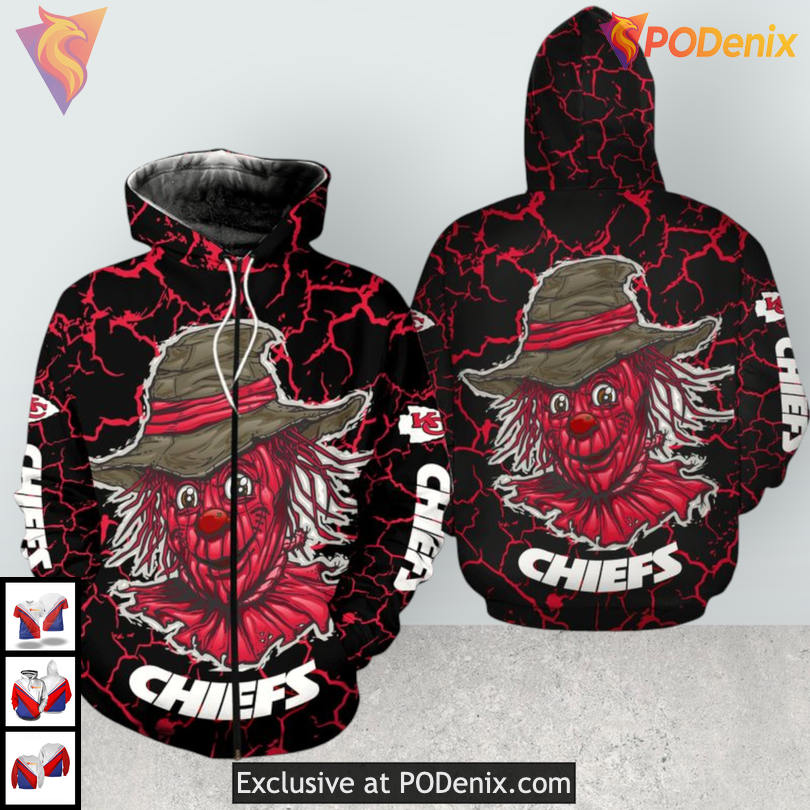 Scarecrow Halloween Kansas City Chiefs Hoodie, Zip Up Youth 3D Fan Edition Scarecrow Halloween Kansas City Chiefs Hoodie, Zip Up Youth 3D Fan Edition