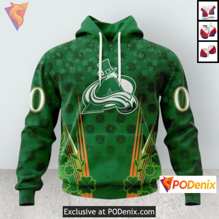Shamrock St Patricks Day Edition Colorado Avalanche Hoodie For Men Custom 3D