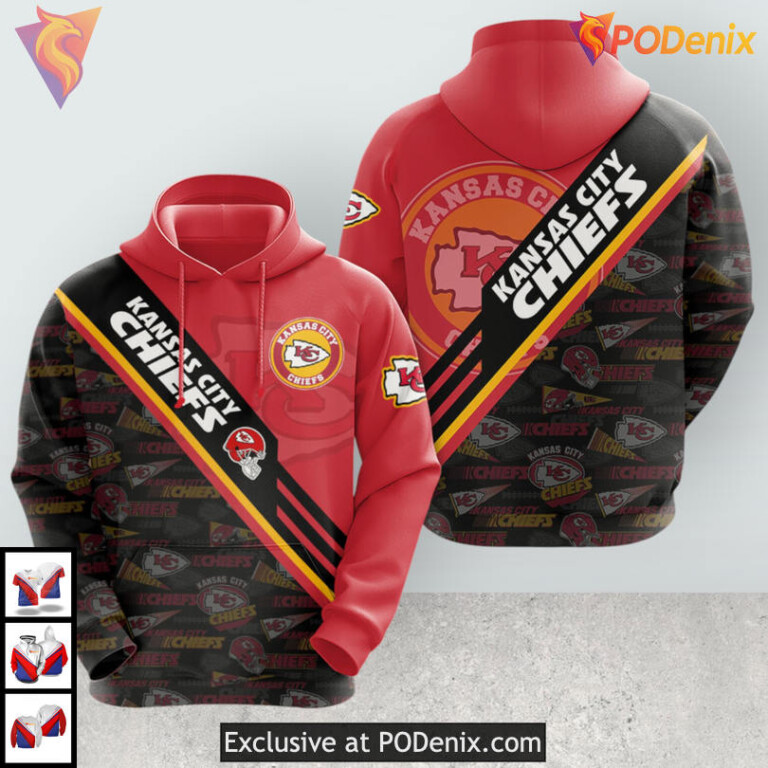 Sideline Swagger Striped Kansas City Chiefs Hoodie, Christmas Style Apparel